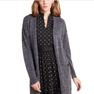ANTHROPOLOGIE Knit Long Cardigan Gray XS Open front Jolie Duster Cozy Neutral